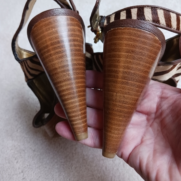 Cow Leather Zebra Print Platform Sandals - Picture 5 of 8